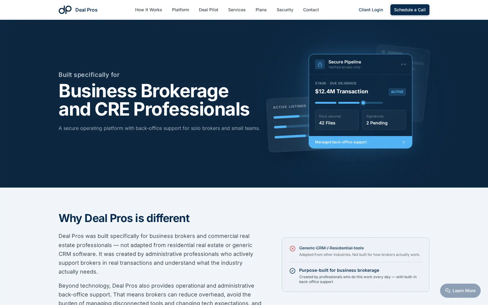 Deal Pros public homepage